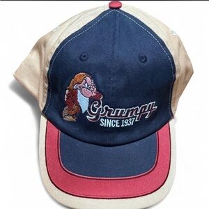 Disney Grumpy Embroidered Navy Red Beige Baseball Cap